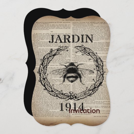 国フランスの植物性ヴィンテージクイーンビー 招待状 (正面/裏面)