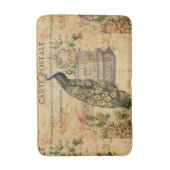 国フランスの植物芸術ヴィンテージ孔雀 バスマット (正面縦)