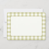 国フランスの牧草地ギンガム – セージ緑の草原。 サンキューカード (裏面)