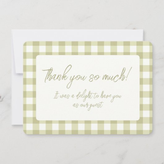 国フランスの牧草地ギンガム – セージ緑の草原。 サンキューカード (正面)