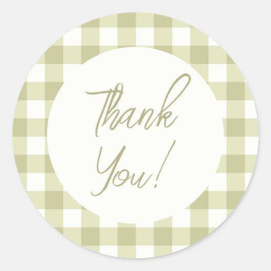 国フランスの牧草地ギンガム – セージ緑の草原。 ラウンドシール (正面)