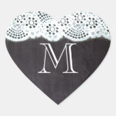 国フランスの白レースchalkboardモノグラム ハートシール (正面)