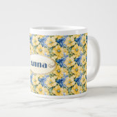 国フランスの黄と青の花マグカップ ジャンボコーヒーマグカップ (正面右)