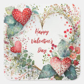 国フローラバレンタインハートカスタムリース スクエアシール (正面)