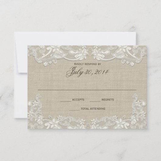 国フローラレースデザイン結婚の対応 招待状 (正面)