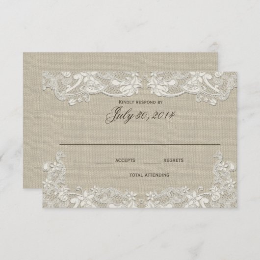 国フローラレースデザイン結婚の対応 招待状 (正面/裏面)