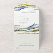 国ミニマルの春フローラの結婚横の場所 オールインワン招待状 (外側)