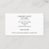 国モダンはっきりした黒と白のブッチャーロゴ 名刺 (裏面)