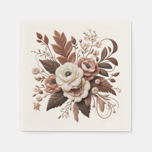 国モダンエレガント西部 – フローラ スタンダードカクテルナプキン (正面)