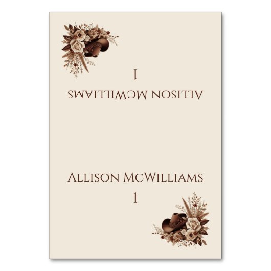 国モダンエレガント西部 – フローラ テーブルナンバー (正面)