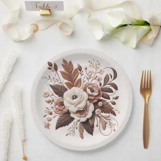 国モダンエレガント西部 – フローラ ペーパープレート (ウェディング)