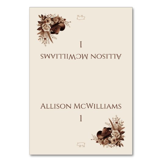 国モダンエレガント西部 – フローラ – ポークのアイコン テーブルナンバー (正面)