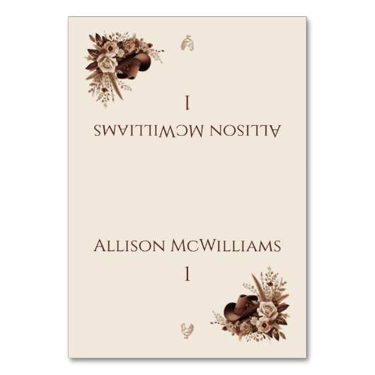 国モダンエレガント西部 – フローラ – 家きん テーブルナンバー (正面)