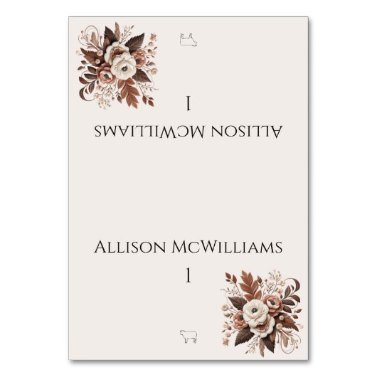 国モダンエレガント西部 – フローラ – 肉アイコン テーブルナンバー (正面)