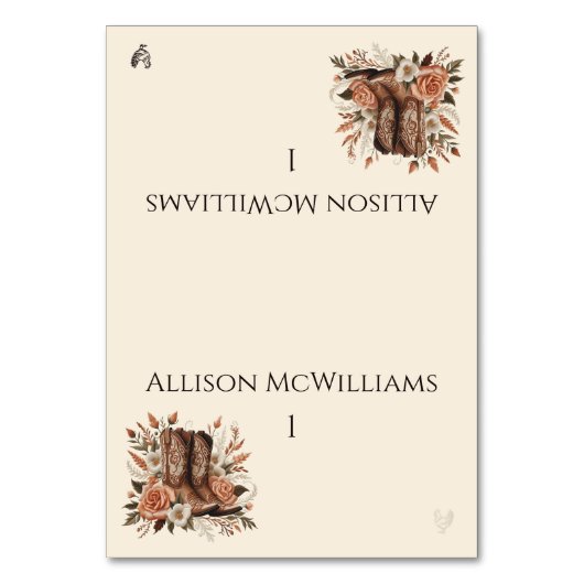 国モダンエレガント西部 – 花 – 家きん テーブルナンバー (正面)