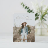 国モダンシック編集可能な写真卒業 案内ポストカード (スタンド正面)
