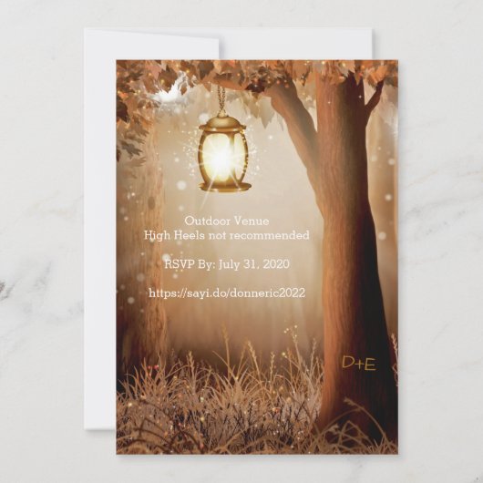 国モダンツリー文字列ラ素朴イ結婚ト 招待状 (裏面)