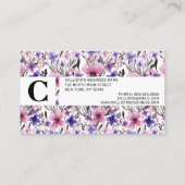国モダンピンク紫フローラ水色 名刺 (裏面)