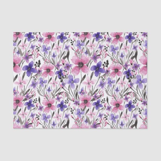国モダンピンク紫フローラ水色 薄葉紙 (正面)