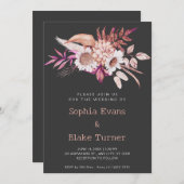 国モダンフローラボタニカルグレ結婚ーズ 招待状 (正面/裏面)