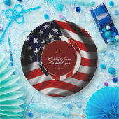 国モダン国エレガント旗金ゴールド結婚 ペーパープレート (パーティー)