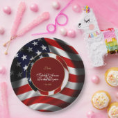 国モダン国エレガント旗金ゴールド結婚 ペーパープレート (パーティー)