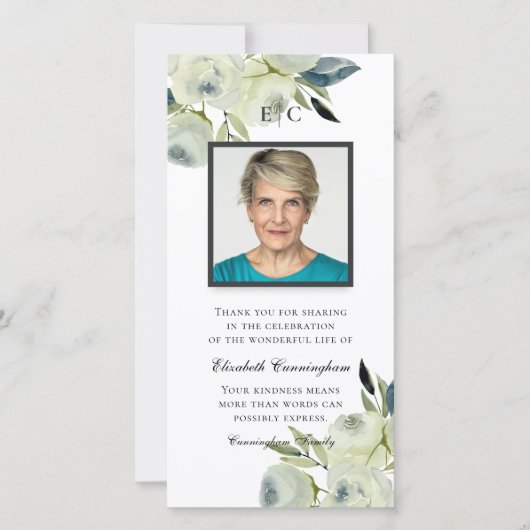 国モダン水素朴色フローラメモリアル サンキューカード (正面)