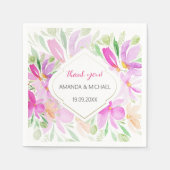 国モダン水色ボホ薄紫フローラ スタンダードカクテルナプキン (正面)