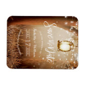 国モダン素朴文字列ライト日付の保存 マグネット (横)