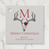 国モノグラムのクリスマストナカイスカルとバラ フェイバータグ (正面)