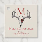 国モノグラムのクリスマストナカイスカルとバラ フェイバータグ (正面)