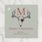 国モノグラムのクリスマストナカイスカルとバラ フェイバータグ (正面)