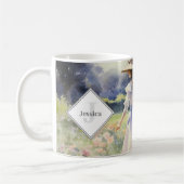 国モノグラムのコテージヴィンテージ水色 コーヒーマグカップ (左)