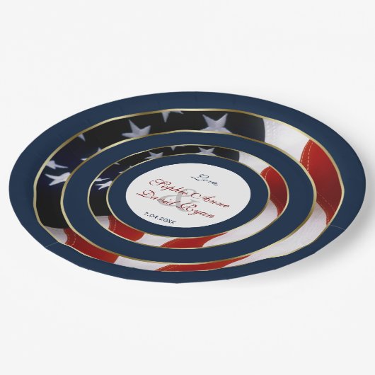 国ユニーク国エレガント旗金ゴールド結婚 ペーパープレート (アングル)