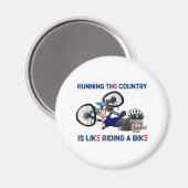 国ランニングは自転車Biに乗っているよおもしろいう マグネット (正面/裏面)
