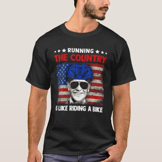 国ランニングは自転車Tee Bicyに乗っているようだ Tシャツ (正面)