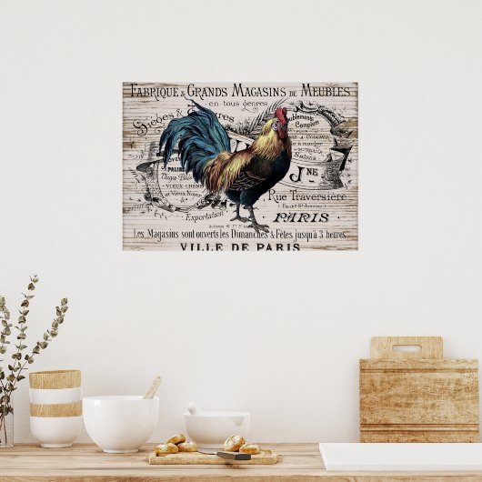 国ヴィンテージの鶏の懐かしいポスター ポスター (キッチン)