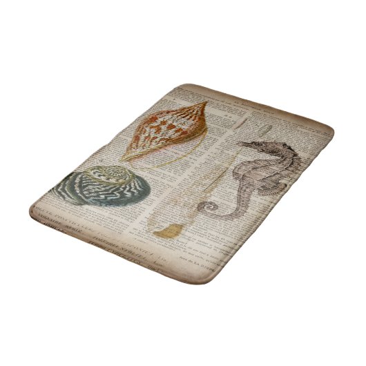 国ヴィンテージフランスのの貝殻の海馬 バスマット (アングル)