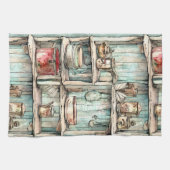 国ヴィンテージ手書きアートワーク素朴 キッチンタオル (横)