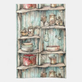 国ヴィンテージ手書きアートワーク素朴 キッチンタオル (縦)