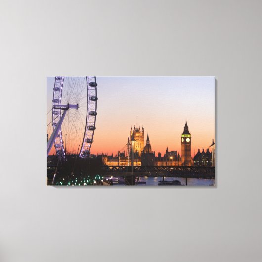 国会議事堂とロンドンアイ キャンバスプリント (正面)