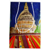 国会議事堂のカスタムな光沢のある中型のカラフルなギフトバッグ ミディアムペーパーバッグ (裏面)