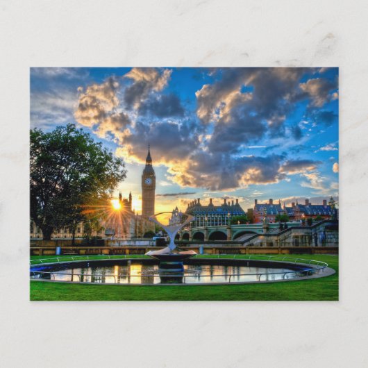 国会議事堂の後ろの夕日 ポストカード (正面)