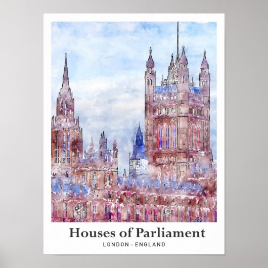国会議事堂ロンドントラベルウォーターの色 ポスター (正面)