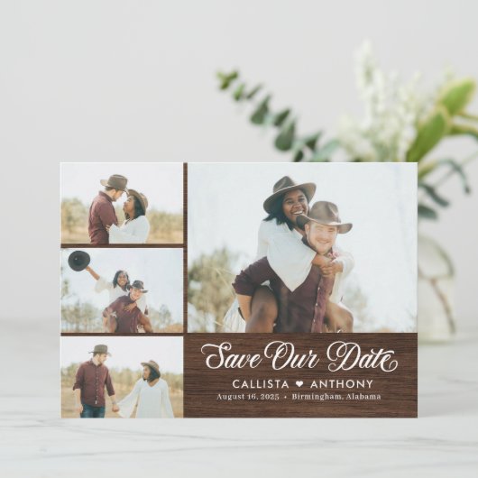 国側のウェディング素朴日付カードを保存 サンキューカード (スタンド正面)