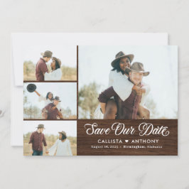 国側のウェディング素朴日付カードを保存 サンキューカード