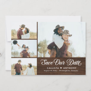 国側のウェディング素朴日付カードを保存 サンキューカード