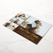 国側フォイル素朴ウェディング日付を保存 箔招待状 (回転した状態)