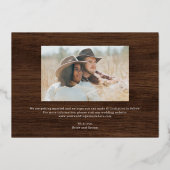 国側フォイル素朴ウェディング日付を保存 箔招待状 (裏面)