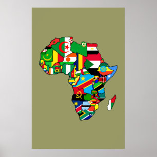 国内のアフリカの旗のアフリカの地図は地図を描きます ポスター